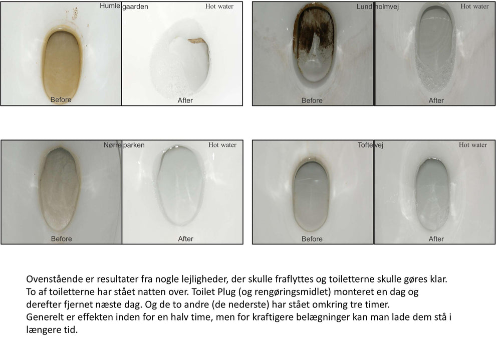 1 Toiee toiletplug og 1 liter Toiee Special WC Specialrens EKSTRA POWER. Effektiv urinstensfjerner (gule belægninger af kalk og urin). Toiletkummen stilles i blød og belægningerne opløses helt af sig selv